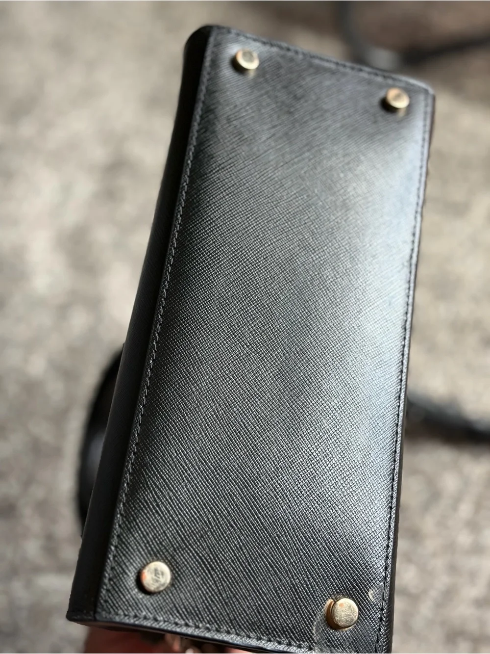 kate spade Black Saffiano Leather Mini Satchel with Gold Logo